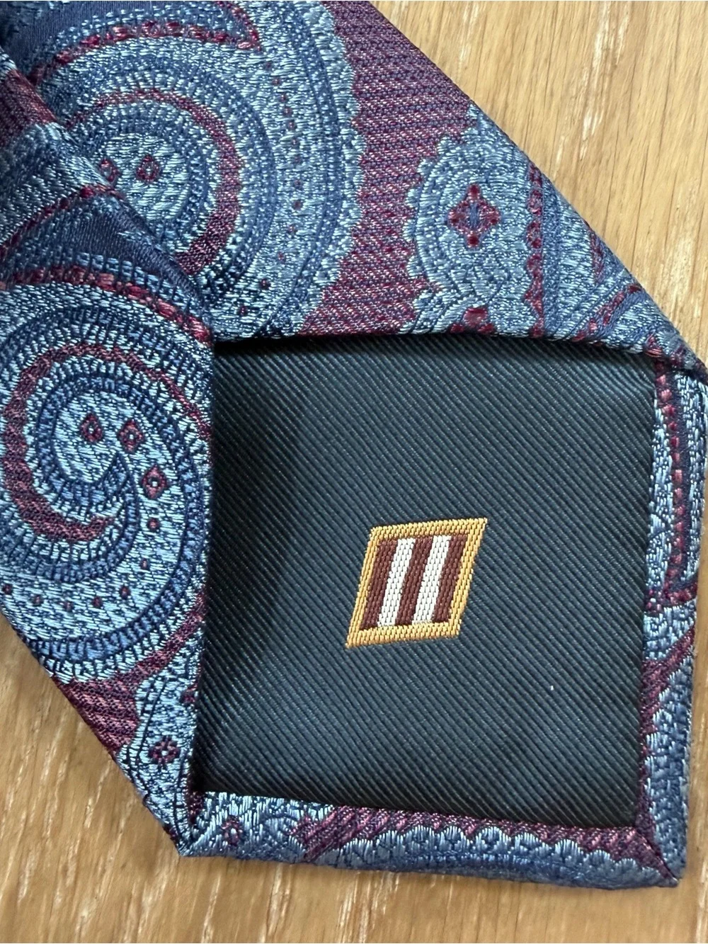 NWT Joseph Abboud Silk Paisley Tie Burgundy Blue Classic Necktie